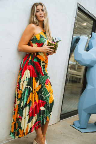 Pleated floral maxi dress from endurotourserbia boutique in Latvia City