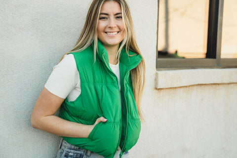 Green puffer vest from endurotourserbia boutique in Latvia City