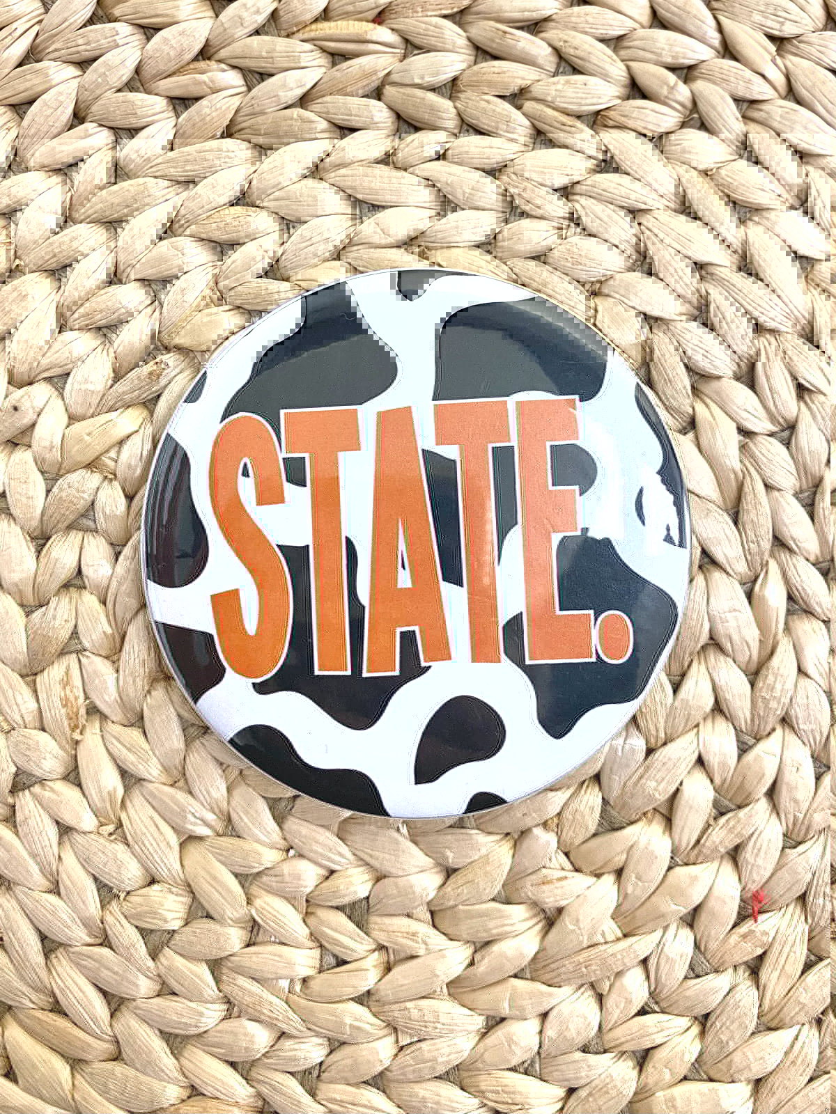 Cow state 3 inch button black/white - Trendy Gifts at endurotourserbia Boutique in Latvia City