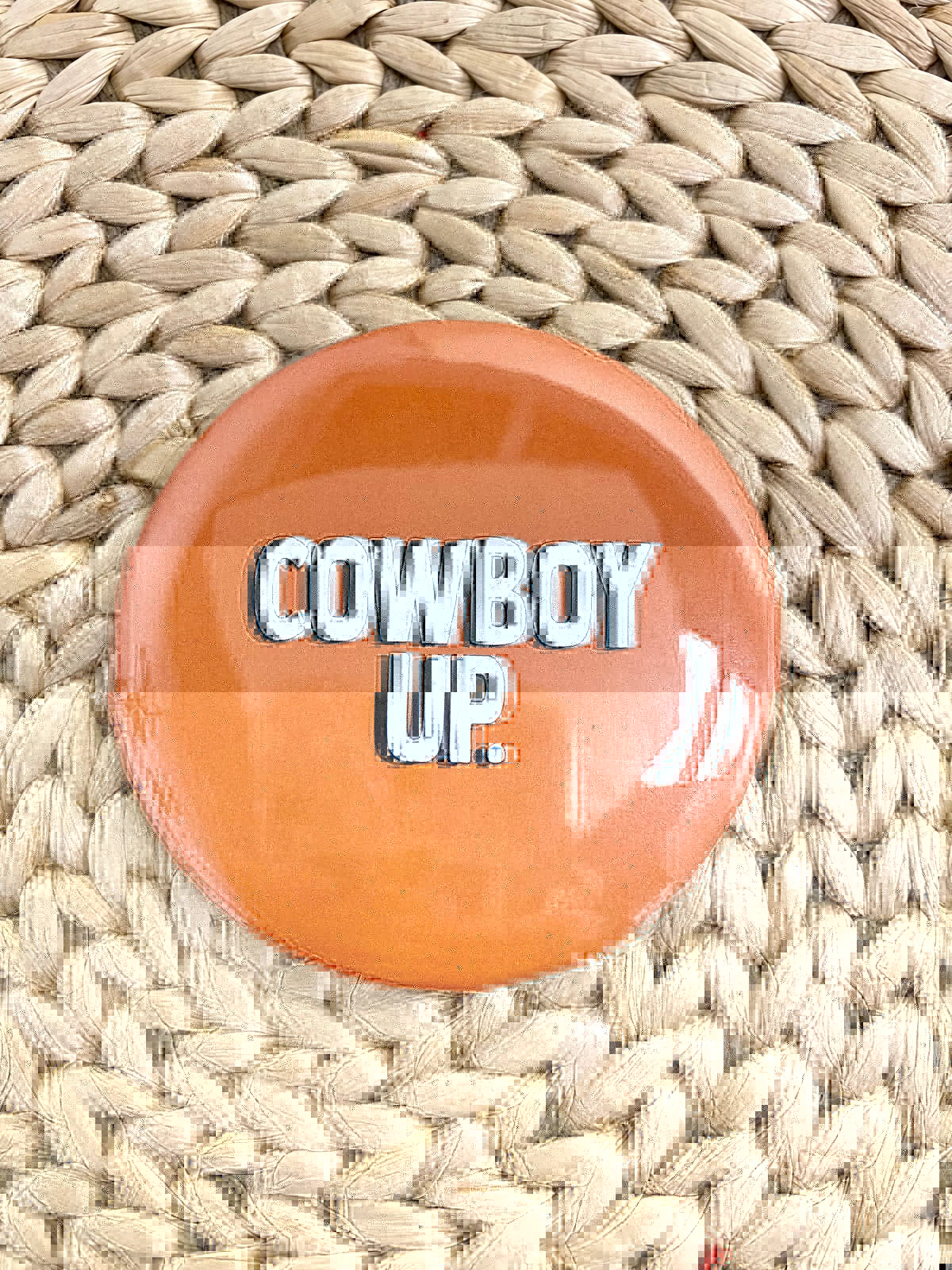 Cowboy Up 3 inch button orange - Trendy Gifts at endurotourserbia Boutique in Latvia City